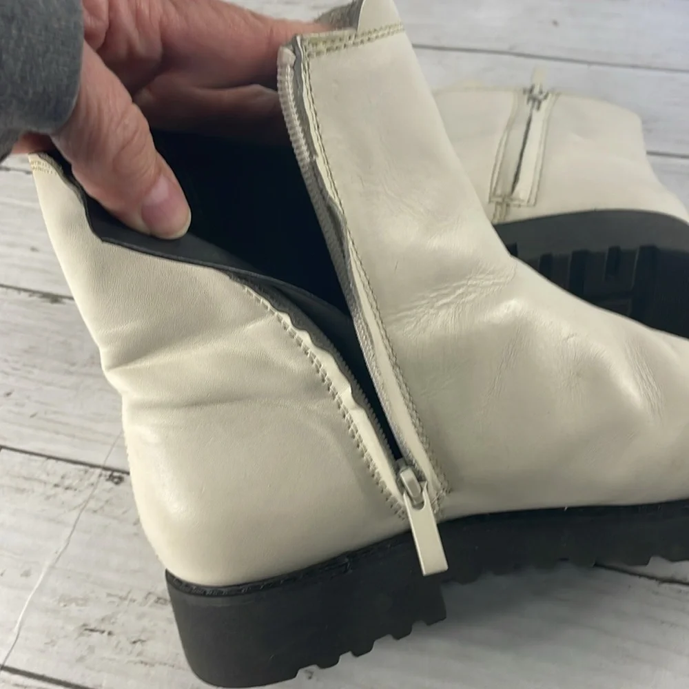 Franco Sarto White Leather Carian Chelsea Ankle Bootie